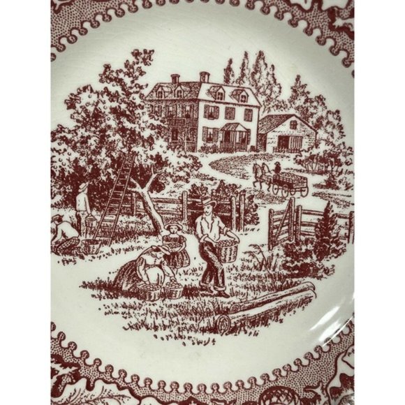 2 Royal China Memory Lane Pink Red Bread & Butter Plates - Picture 2 of 4